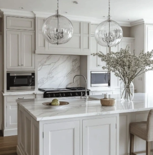 kitchen Banner chandelier with electric bulbs hanging in one of chambers of Royal Castle